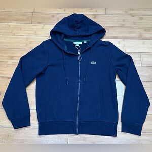 Lacoste Classic Fit Full Zip Up Hoodie Sweater Men’s U.S. Size S Navy Blue NWOT